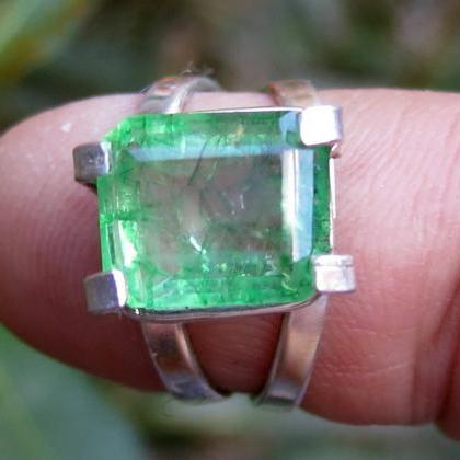 emerald ring solitaire ring natural..
