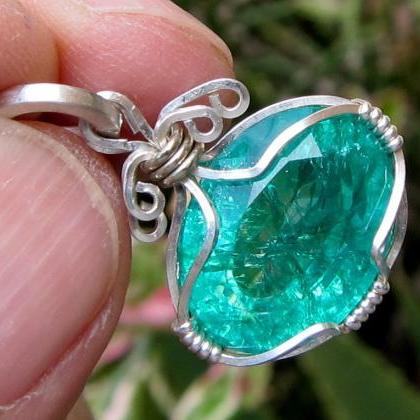 boho jewelry emerald pendant emeral..