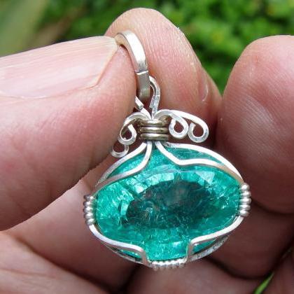 boho jewelry emerald pendant emeral..