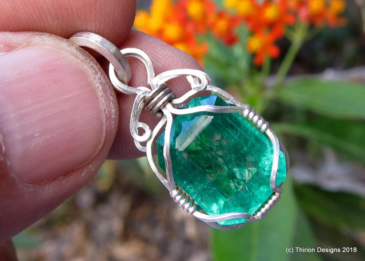 boho jewelry emerald pendant natural emerald