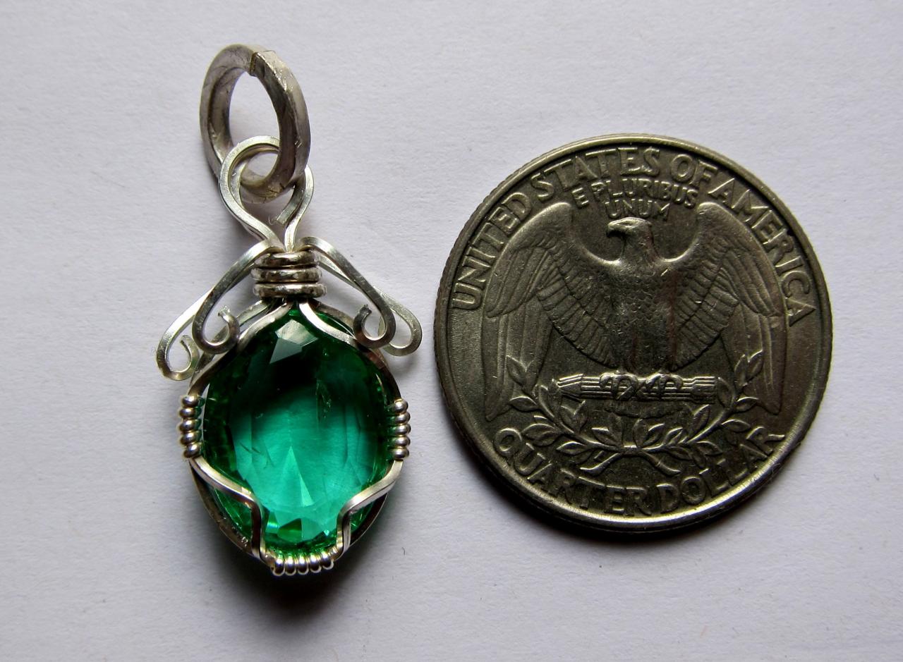 emerald pendant emerald necklace emerald in silver natural emerald