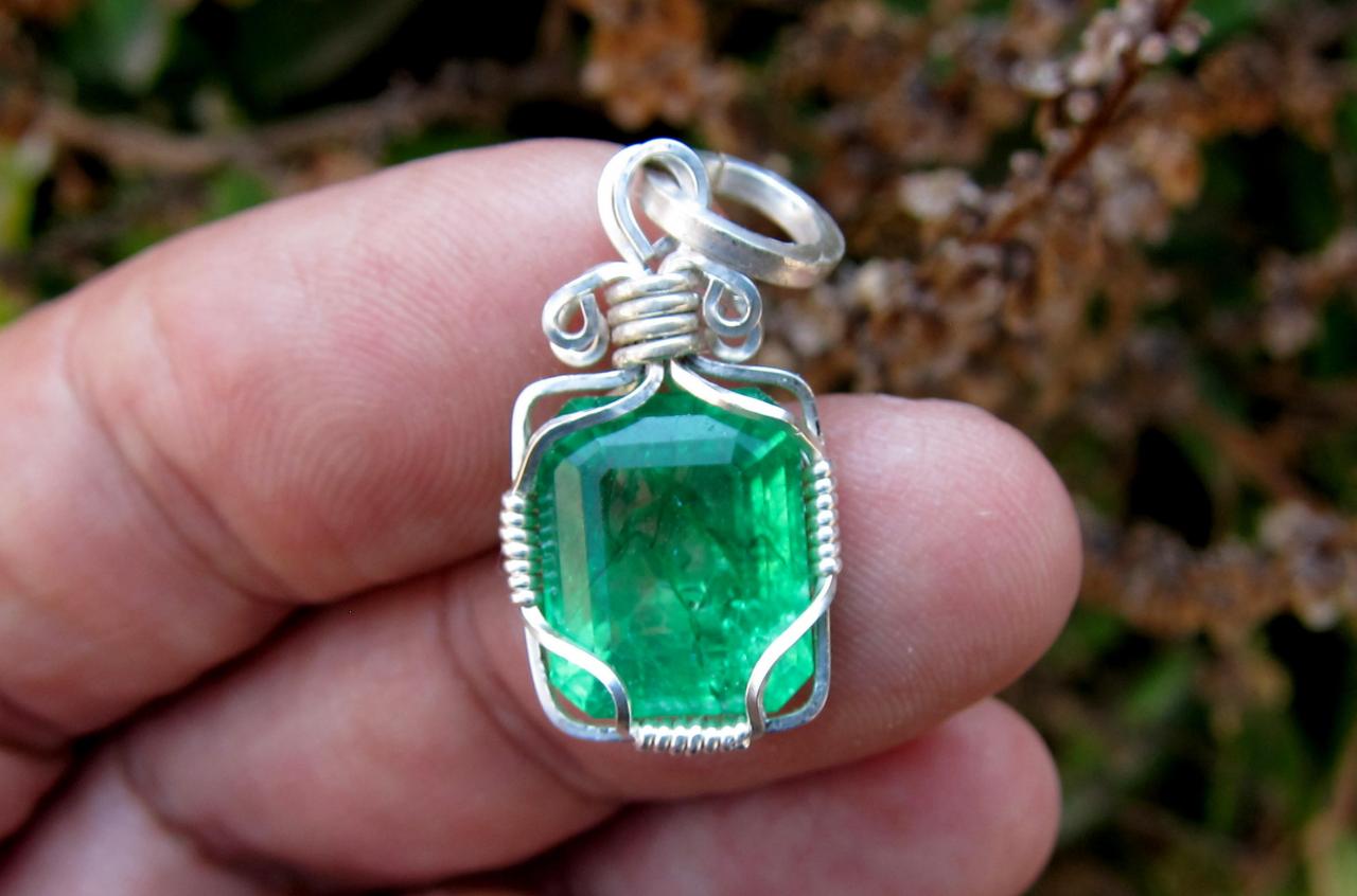 emerald pendant boho chic jewelry emerald necklace