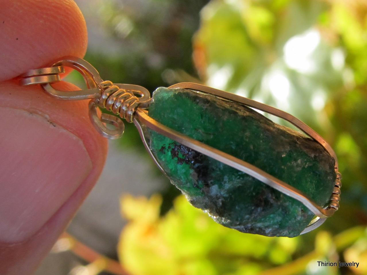 raw gems pendant may birthstone emerald necklace emerald pendant