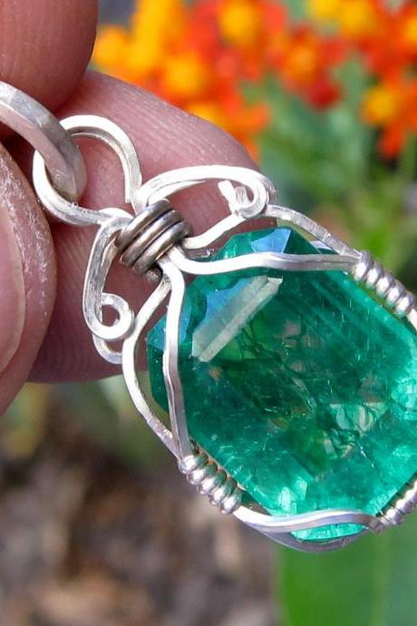 boho jewelry emerald pendant natural emerald