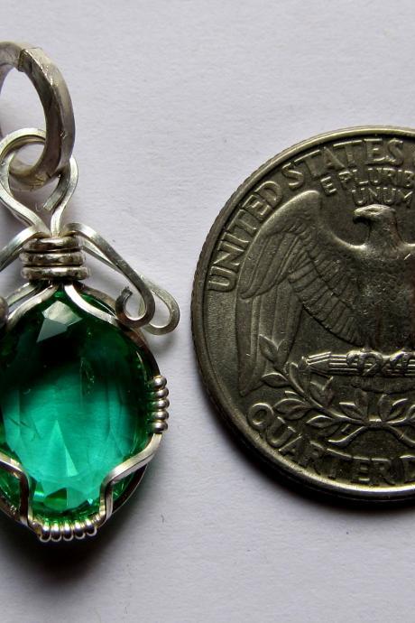 emerald pendant emerald necklace emerald in silver natural emerald
