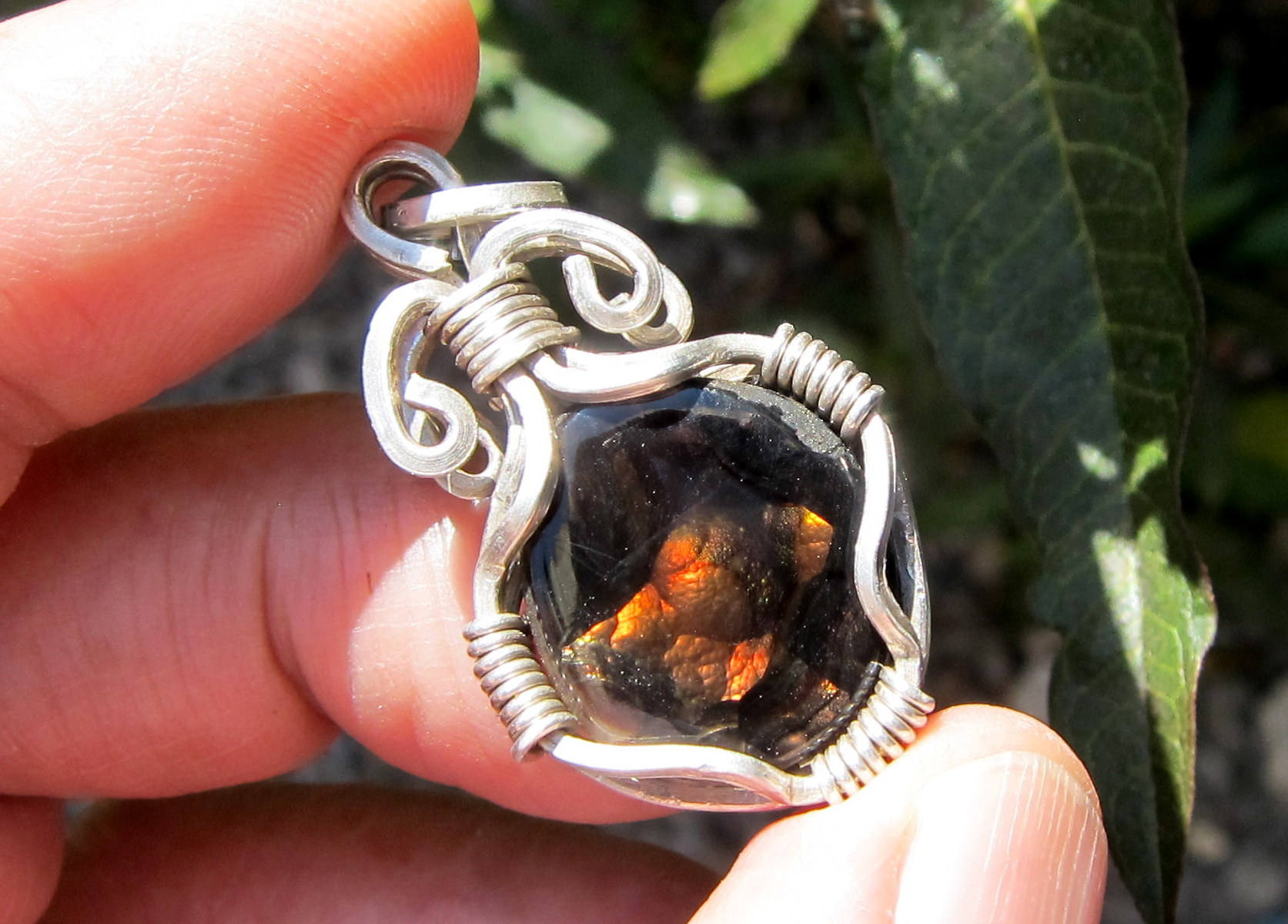 fire agate pendant